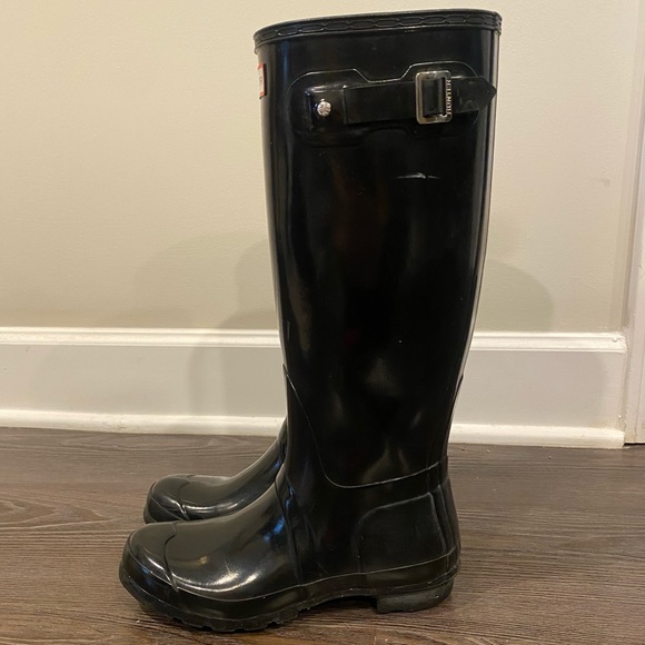 original tall gloss buckle strap rain boots - Picture 5 of 7